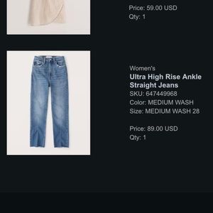 Abercrombie Ultra High Rise Ankle Straight Jeans